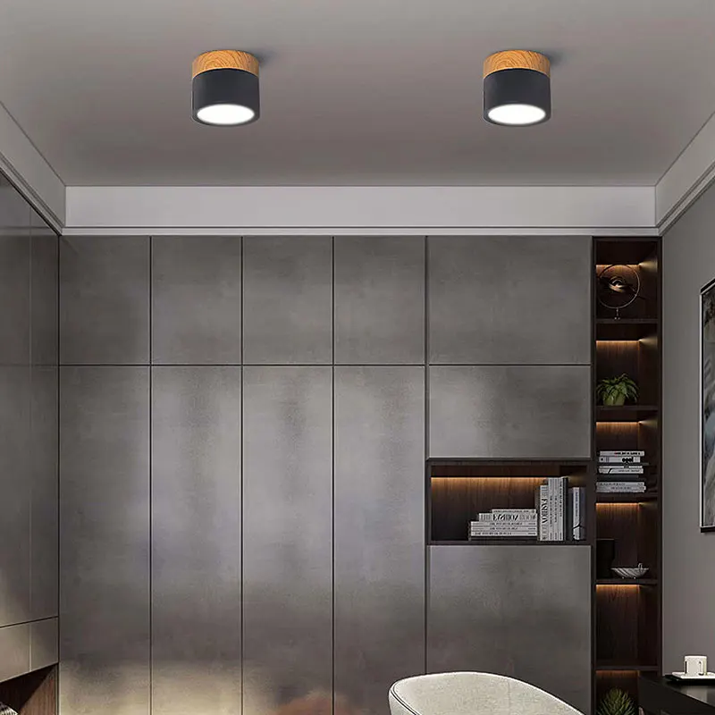 Nordisches Holz LED Downlight Dimmbar für Wohnzimmer und Gewerbeflächen