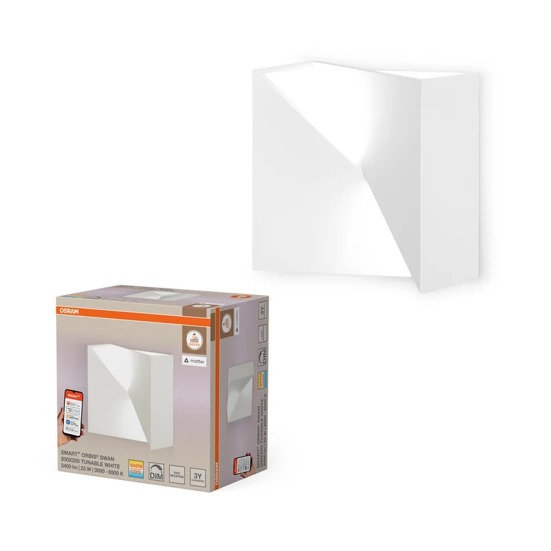 OSRAM Matter SMART+ ORBIS SWAN LED Wandleuchte 20x20cm Tunable Weiß 23W / 3000-6500K weiß