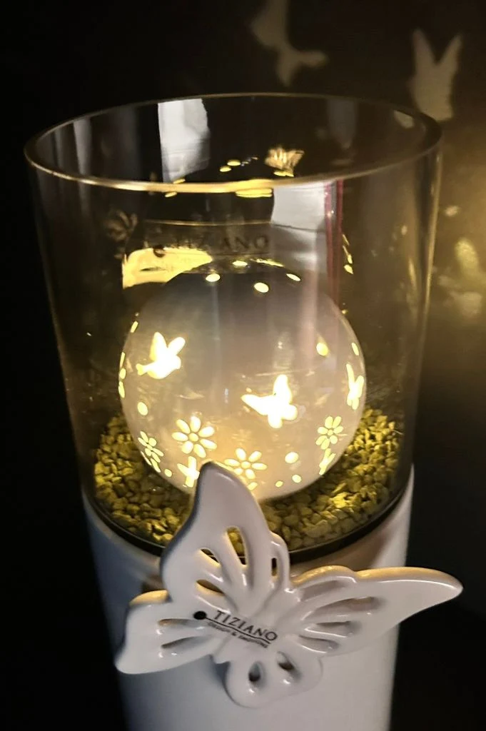 Dekoset Windlicht Laterna mit LED Kugel Polline