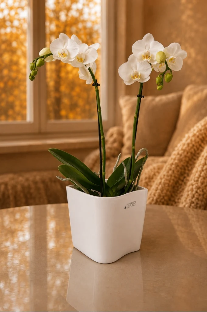 Orchideenkübel Napoli 12,5cm creme-weiß