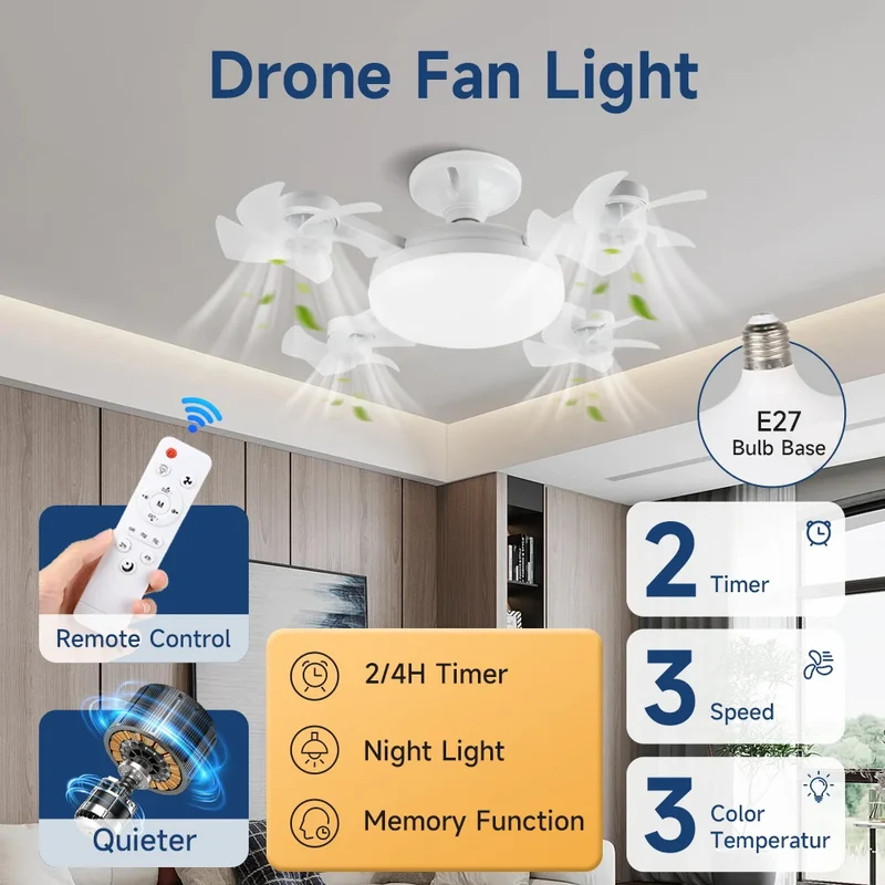 Moderner Leiser Deckenventilator mit Fernbedienung für Wohnzimmer Ruhig und Effizient
