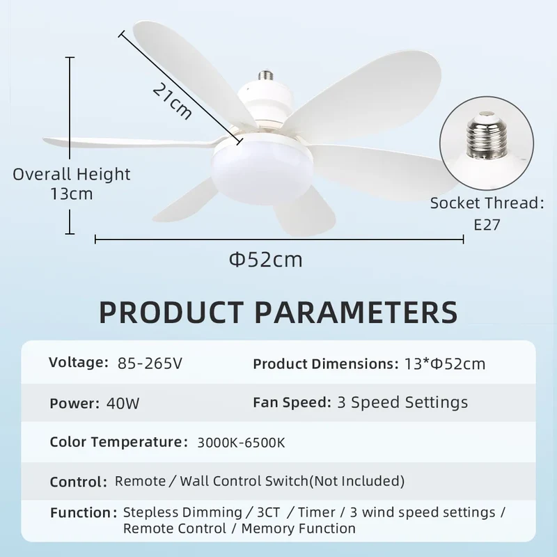 Moderner Leiser Deckenventilator mit Fernbedienung für Wohnzimmer Ruhig und Effizient