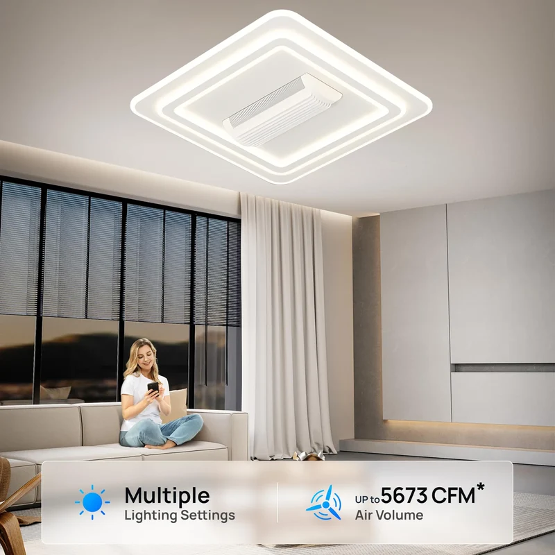 Moderner Klingenloser Deckenventilator mit Dimmbarem LED Licht für Wohnräume Sicher