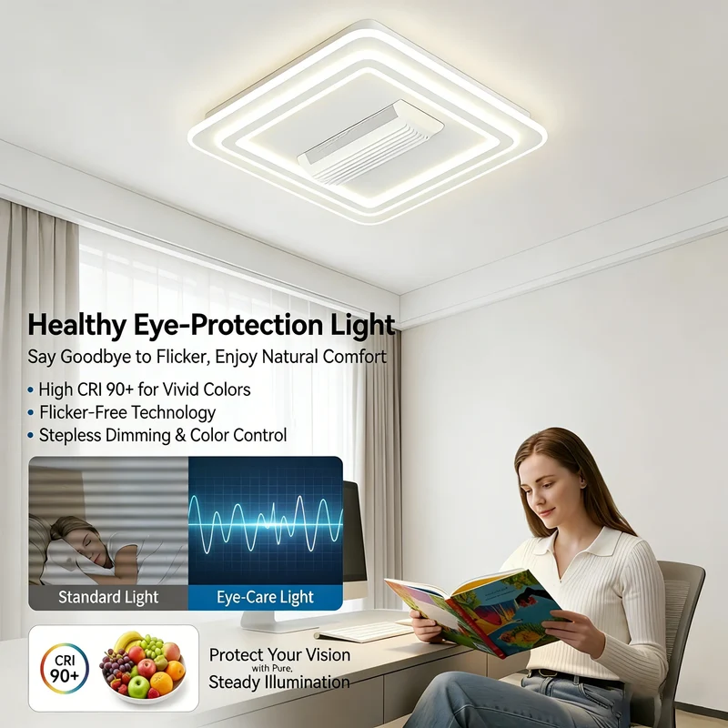 Moderner Klingenloser Deckenventilator mit Dimmbarem LED Licht für Wohnräume Sicher