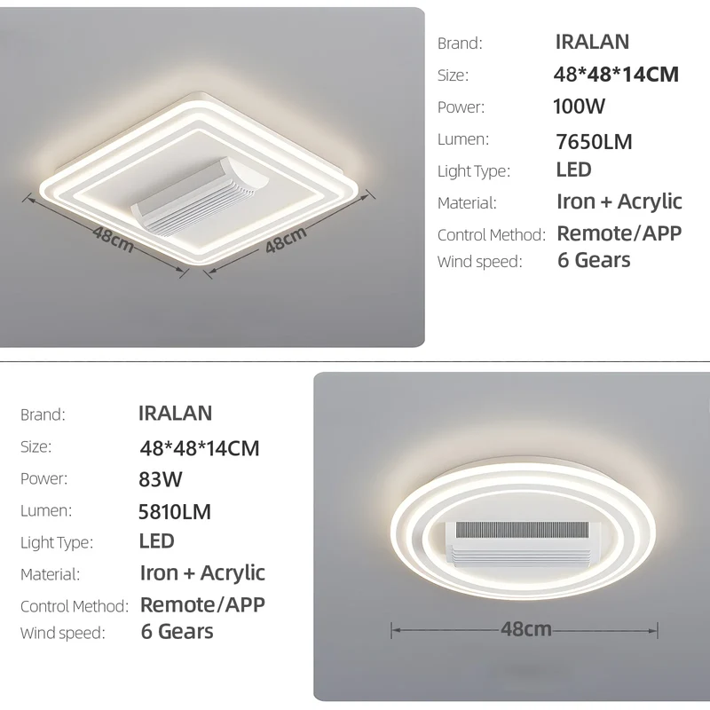 Moderner Klingenloser Deckenventilator mit Dimmbarem LED Licht für Wohnräume Sicher