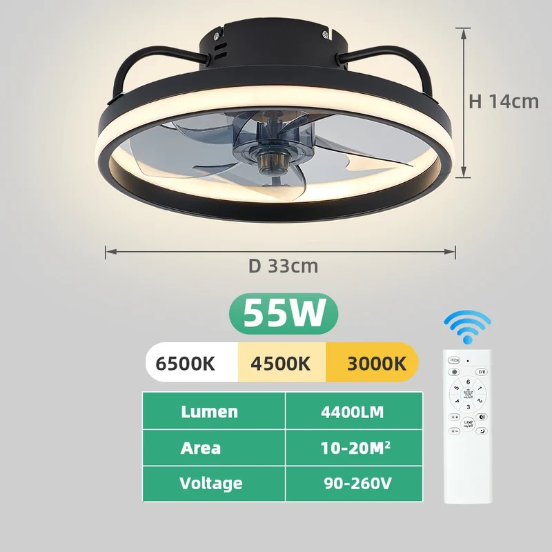 Moderner LED Deckenventilator mit Fernbedienung Leise für Wohnzimmer Gemütlich