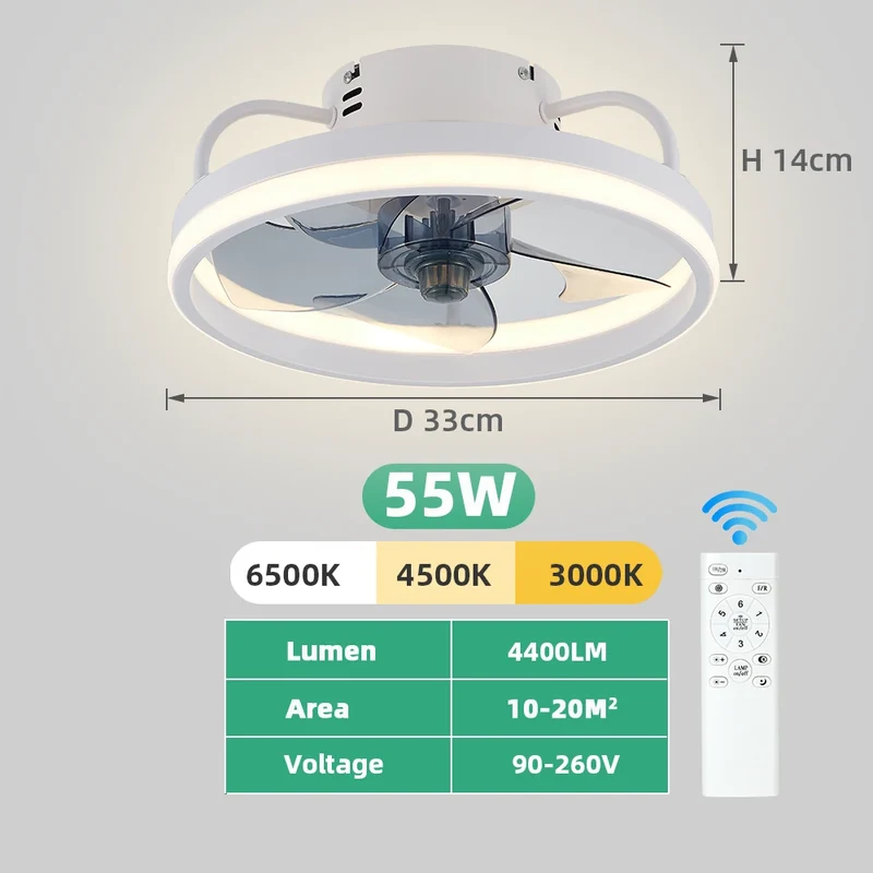 Moderner LED Deckenventilator mit Fernbedienung Leise für Wohnzimmer Gemütlich