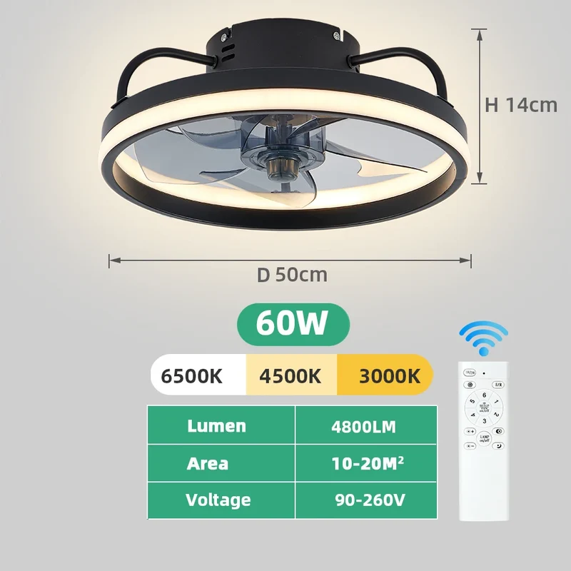 Moderner LED Deckenventilator mit Fernbedienung Leise für Wohnzimmer Gemütlich