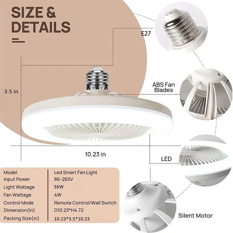 Smart LED Deckenventilator mit Fernbedienung App Steuerung für Modernes Wohnzimmer