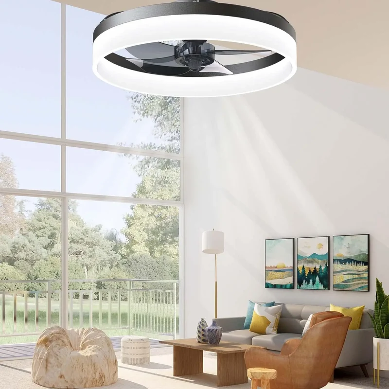 Moderner LED Deckenventilator mit Fernbedienung für Wohnzimmer und Schlafzimmer