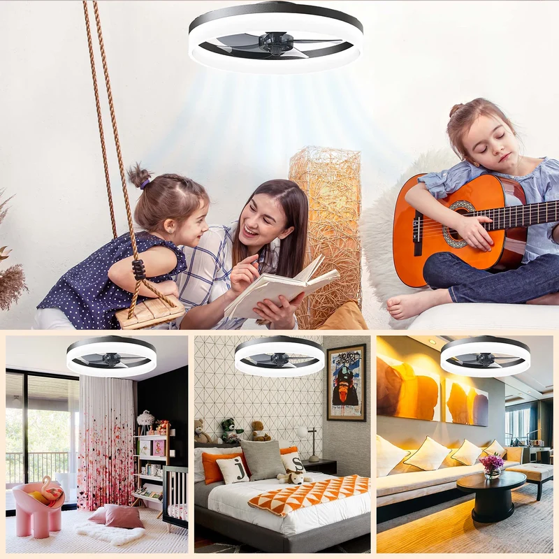 Moderner LED Deckenventilator mit Fernbedienung für Wohnzimmer und Schlafzimmer