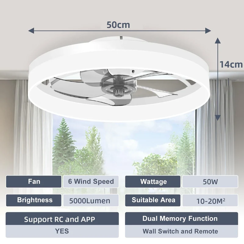 Moderner LED Deckenventilator mit Fernbedienung für Wohnzimmer und Schlafzimmer