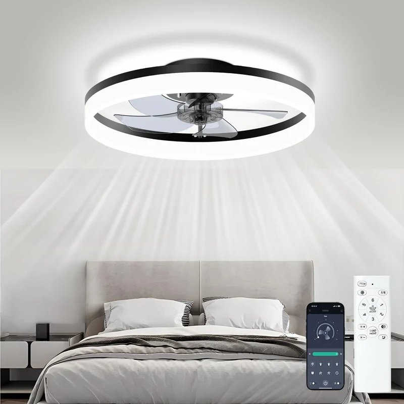 Moderner LED Deckenventilator mit Fernbedienung für Wohnzimmer und Schlafzimmer
