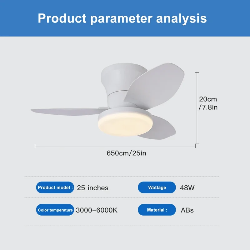 Moderner Nordischer Deckenventilator mit Licht für Wohnzimmer und Gewerberäume