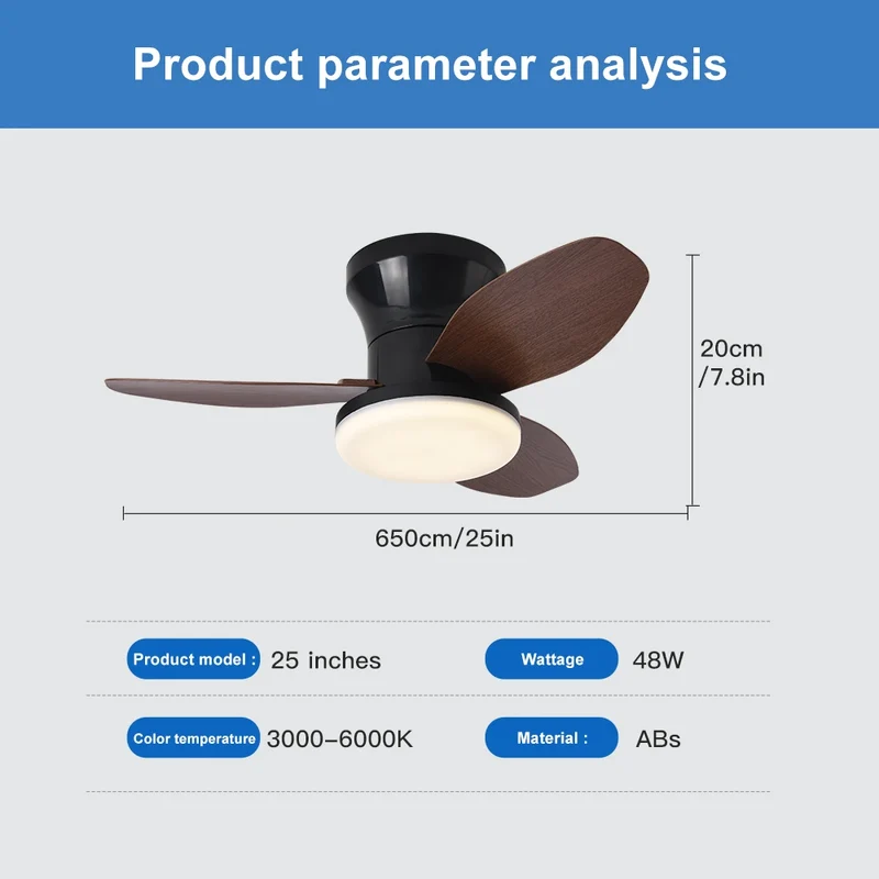 Moderner Nordischer Deckenventilator mit Licht für Wohnzimmer und Gewerberäume