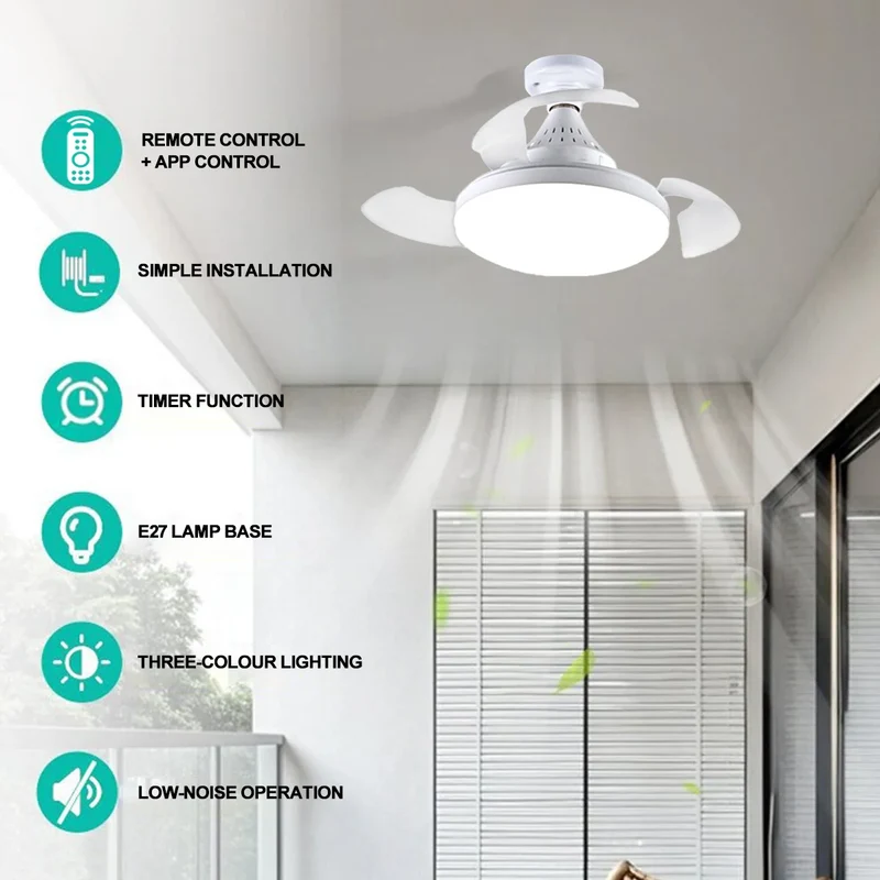 Moderner Smart LED Deckenventilator mit Fernbedienung und App für Wohnzimmer Intelligent