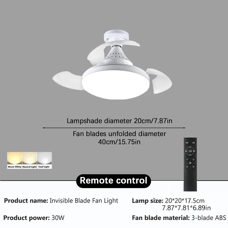 Moderner Smart LED Deckenventilator mit Fernbedienung und App für Wohnzimmer Intelligent