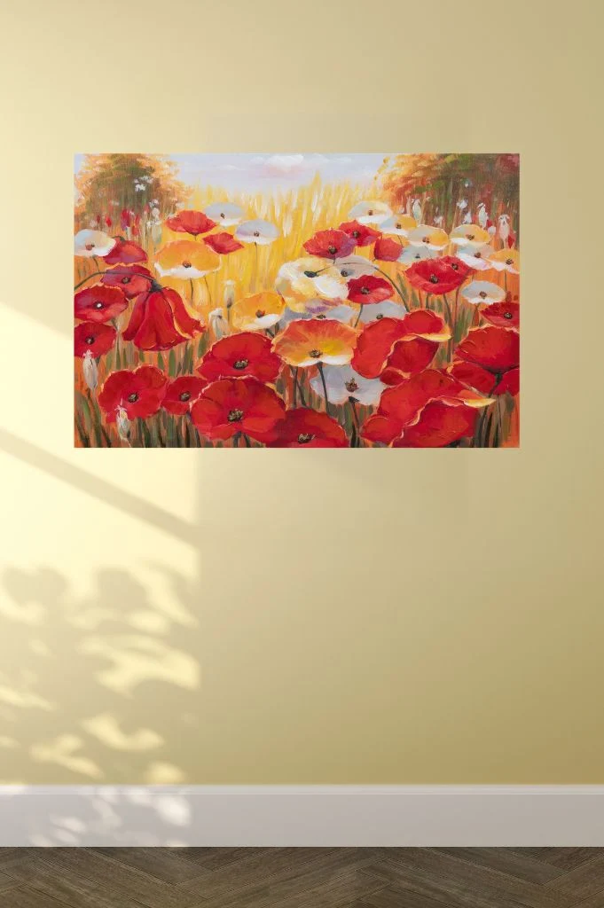 Deko Wandbild Mohnblumen 60x40 cm in 2 Versionen