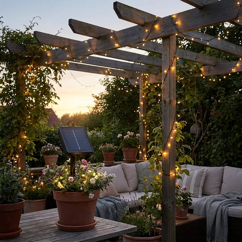 Wasserdichte LED Solar Lichterkette für Garten Terrasse und Hochzeit