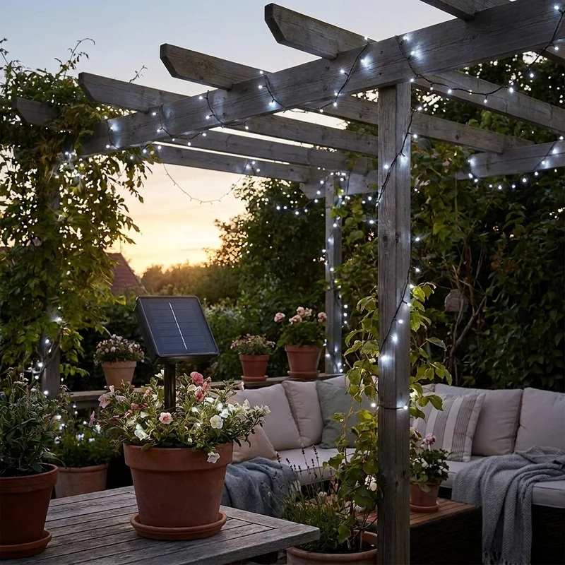 Wasserdichte LED Solar Lichterkette für Garten Terrasse und Hochzeit