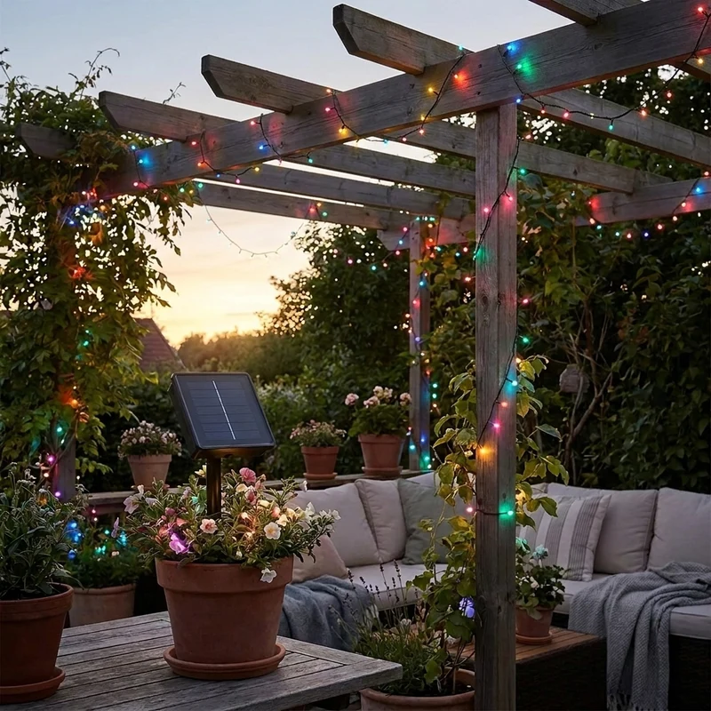 Wasserdichte LED Solar Lichterkette für Garten Terrasse und Hochzeit