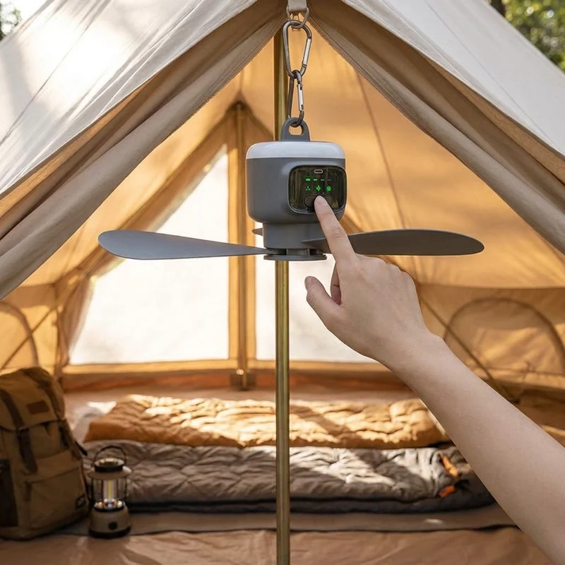 Aufladbarer Tragbarer Deckenventilator mit LED Licht für Outdoor und Zuhause