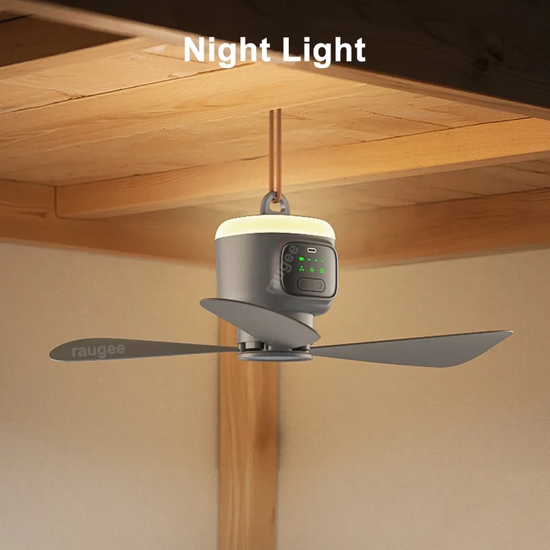 Aufladbarer Tragbarer Deckenventilator mit LED Licht für Outdoor und Zuhause