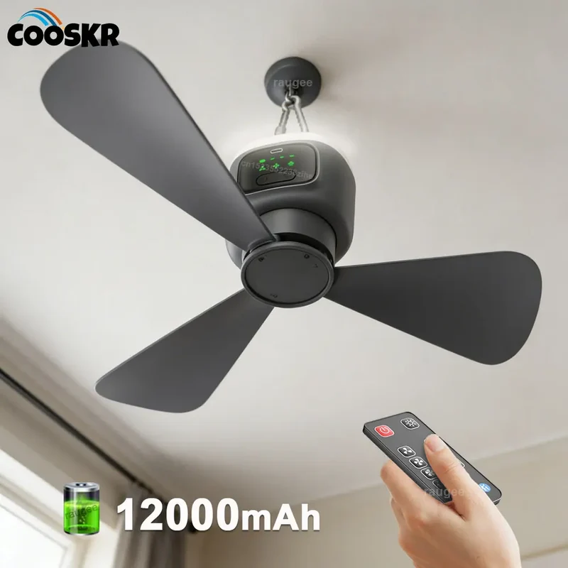 Aufladbarer Tragbarer Deckenventilator mit LED Licht für Outdoor und Zuhause