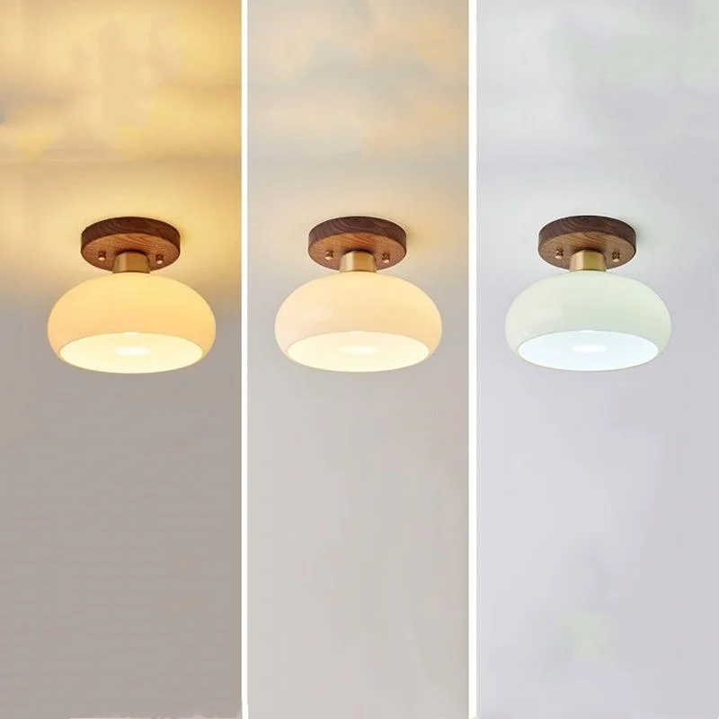 Walnuss und Kupfer LED Deckenleuchte E27 für Flur und Wohnzimmer