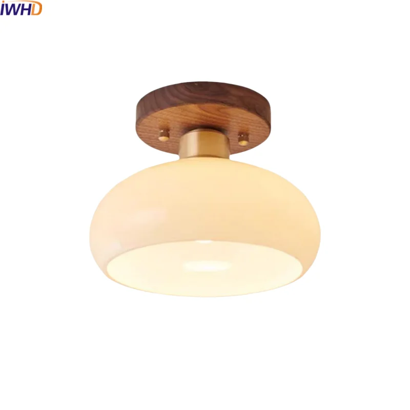 Walnuss und Kupfer LED Deckenleuchte E27 für Flur und Wohnzimmer