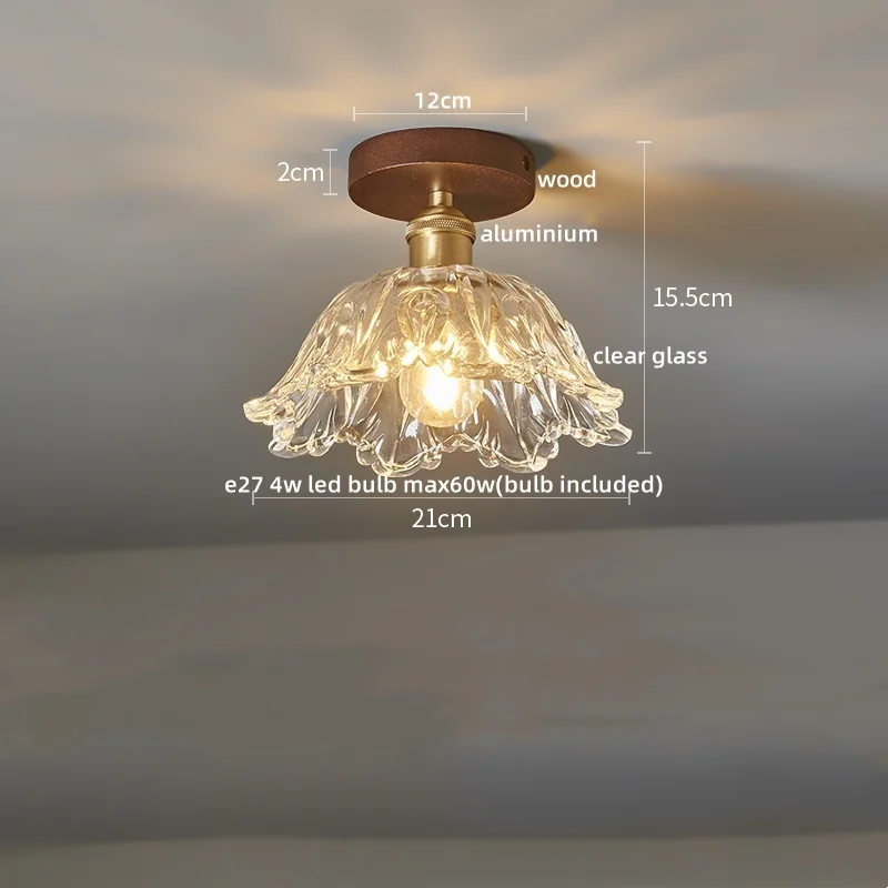 Walnuss und Kupfer LED Deckenleuchte E27 für Flur und Wohnzimmer
