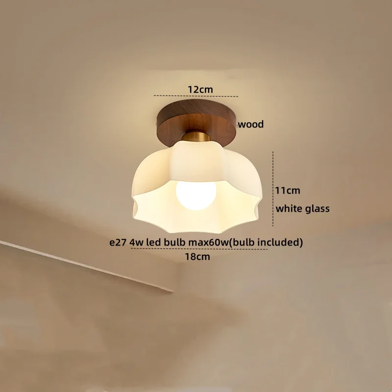 Walnuss und Kupfer LED Deckenleuchte E27 für Flur und Wohnzimmer