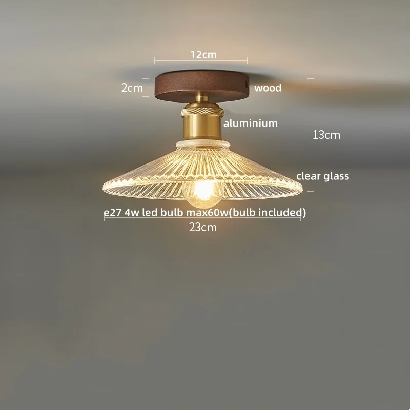 Walnuss und Kupfer LED Deckenleuchte E27 für Flur und Wohnzimmer