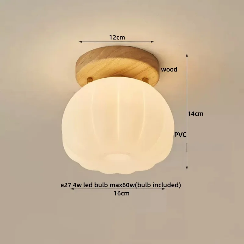 Walnuss und Kupfer LED Deckenleuchte E27 für Flur und Wohnzimmer