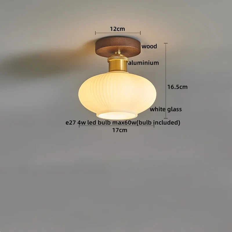 Walnuss und Kupfer LED Deckenleuchte E27 für Flur und Wohnzimmer
