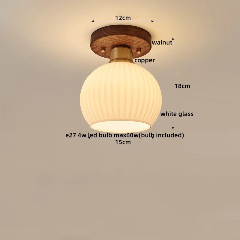 Walnuss und Kupfer LED Deckenleuchte E27 für Flur und Wohnzimmer