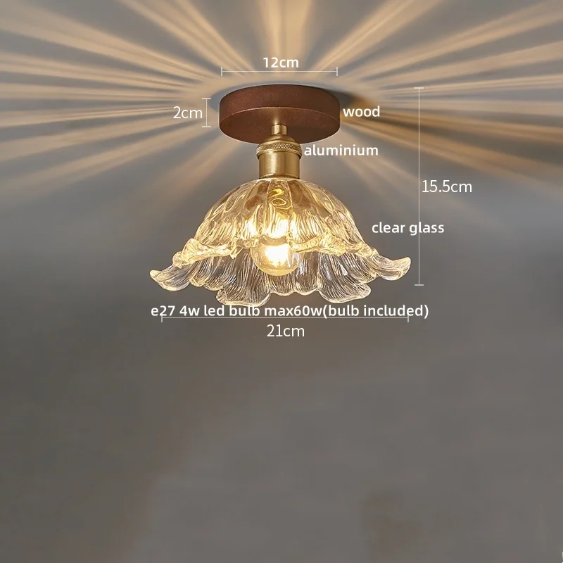 Walnuss und Kupfer LED Deckenleuchte E27 für Flur und Wohnzimmer