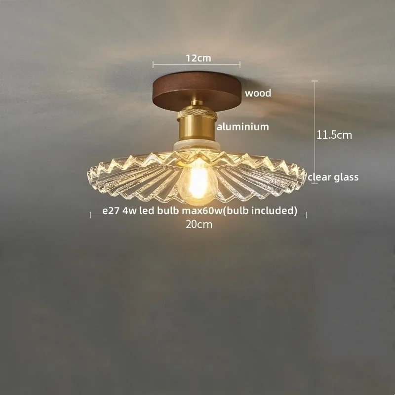 Walnuss und Kupfer LED Deckenleuchte E27 für Flur und Wohnzimmer