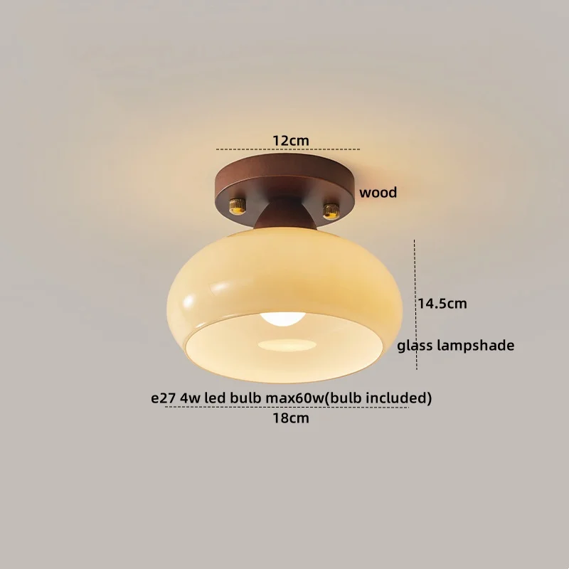 Walnuss und Kupfer LED Deckenleuchte E27 für Flur und Wohnzimmer