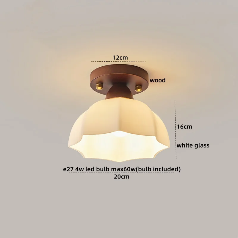 Walnuss und Kupfer LED Deckenleuchte E27 für Flur und Wohnzimmer