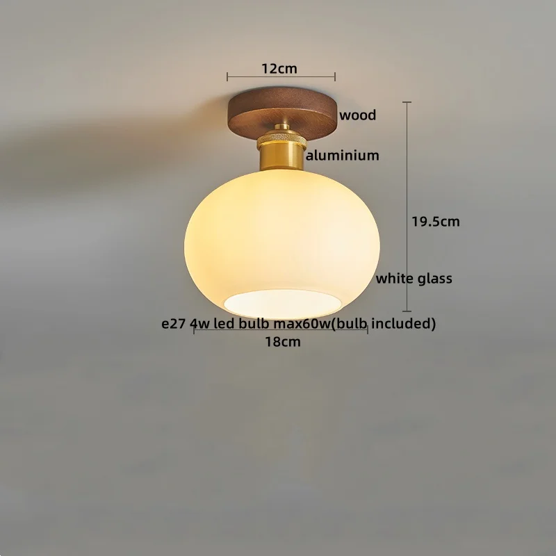Walnuss und Kupfer LED Deckenleuchte E27 für Flur und Wohnzimmer