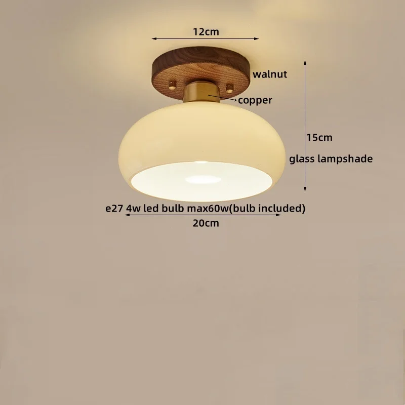 Walnuss und Kupfer LED Deckenleuchte E27 für Flur und Wohnzimmer