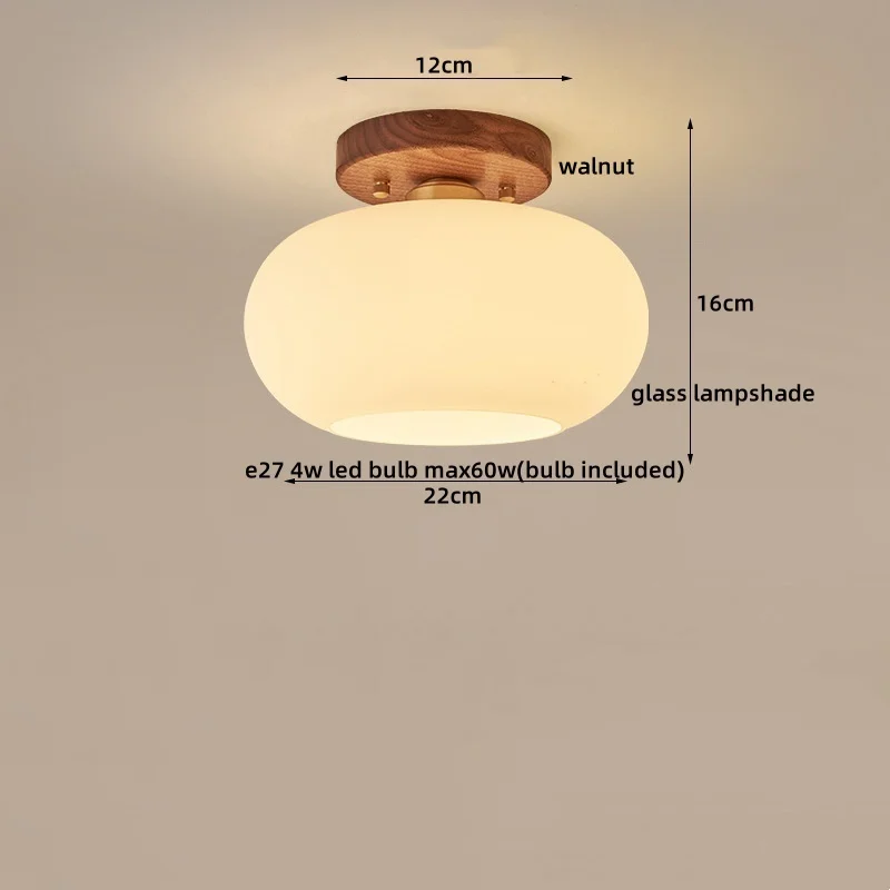 Walnuss und Kupfer LED Deckenleuchte E27 für Flur und Wohnzimmer