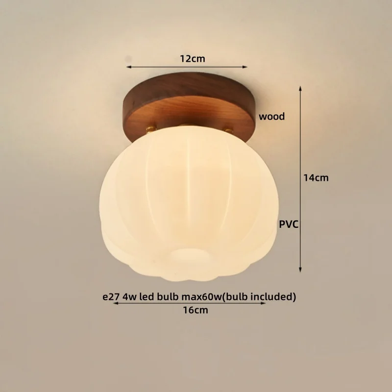 Walnuss und Kupfer LED Deckenleuchte E27 für Flur und Wohnzimmer