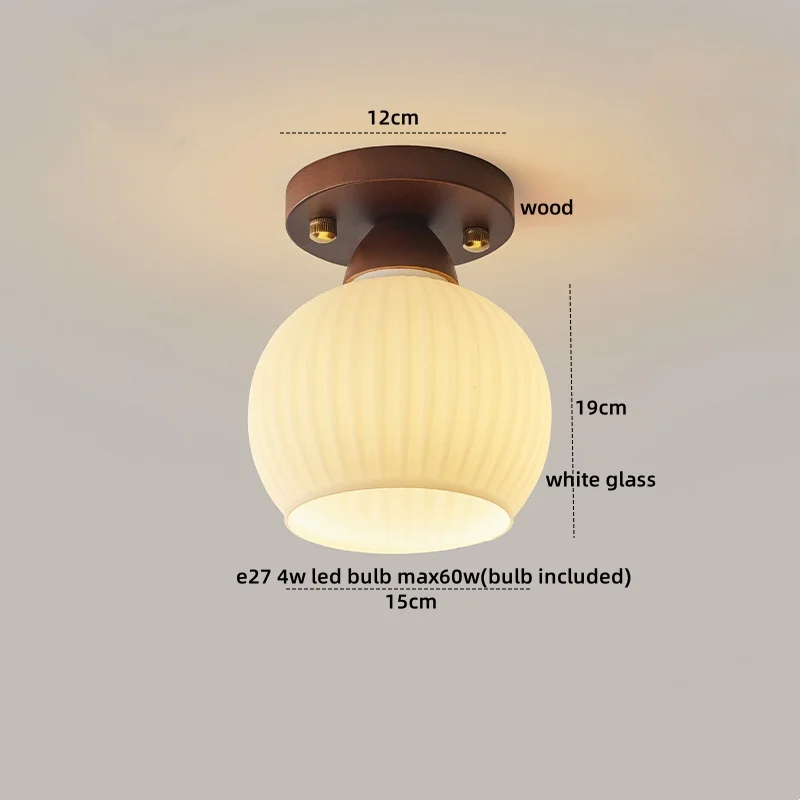 Walnuss und Kupfer LED Deckenleuchte E27 für Flur und Wohnzimmer