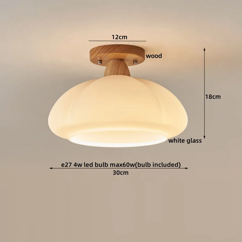 Walnuss und Kupfer LED Deckenleuchte E27 für Flur und Wohnzimmer