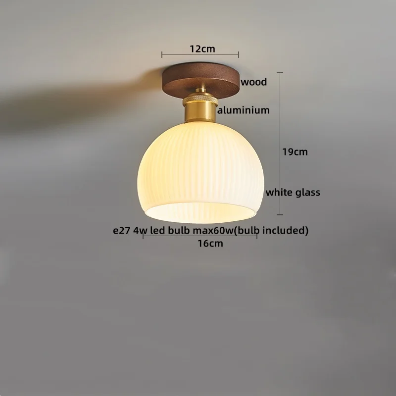 Walnuss und Kupfer LED Deckenleuchte E27 für Flur und Wohnzimmer