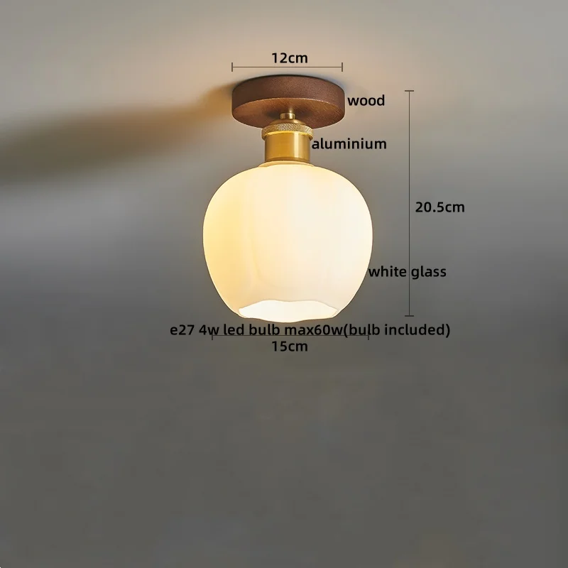 Walnuss und Kupfer LED Deckenleuchte E27 für Flur und Wohnzimmer