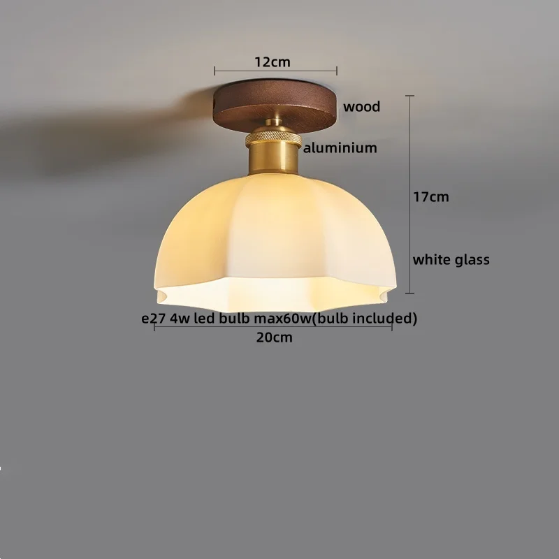 Walnuss und Kupfer LED Deckenleuchte E27 für Flur und Wohnzimmer