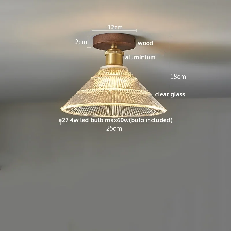 Walnuss und Kupfer LED Deckenleuchte E27 für Flur und Wohnzimmer